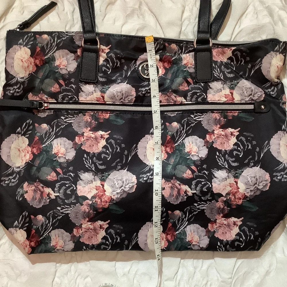 EUC Nine West‎ Tote Floral black/rose